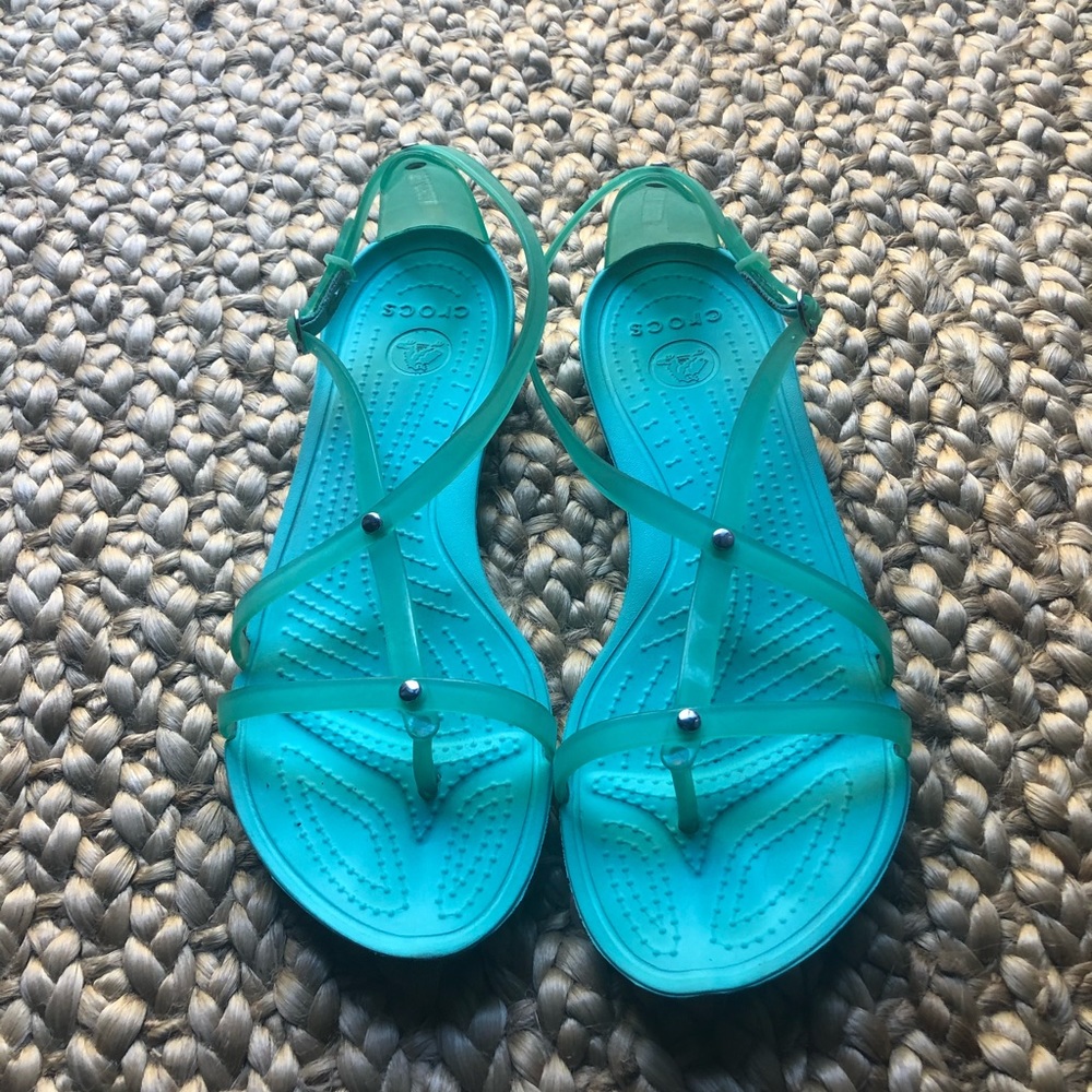 Teal Crocs Sandals